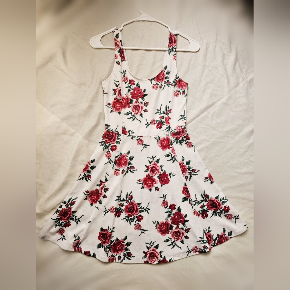 NWOT H&M DIVIDED Floral Rose Mini Dress - Red/Pink/White